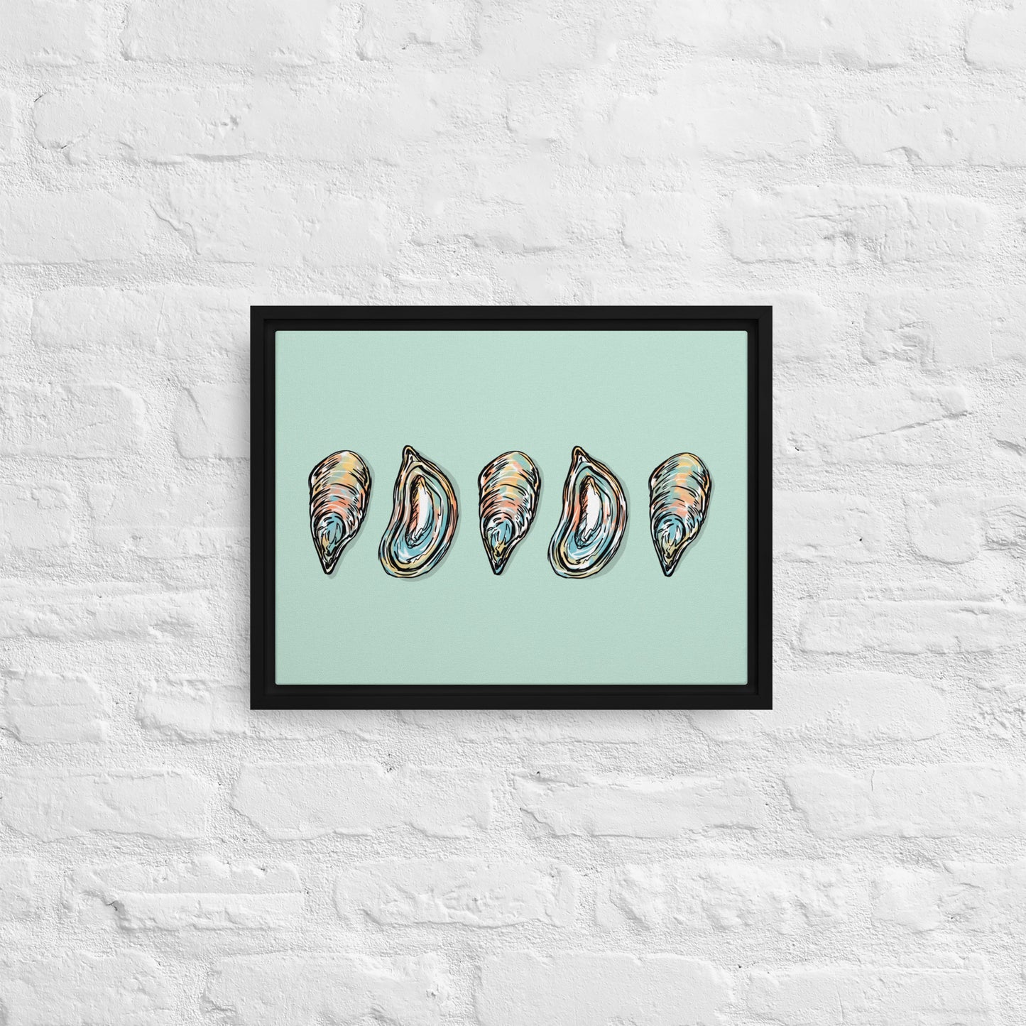 Oysters Framed Canvas Print