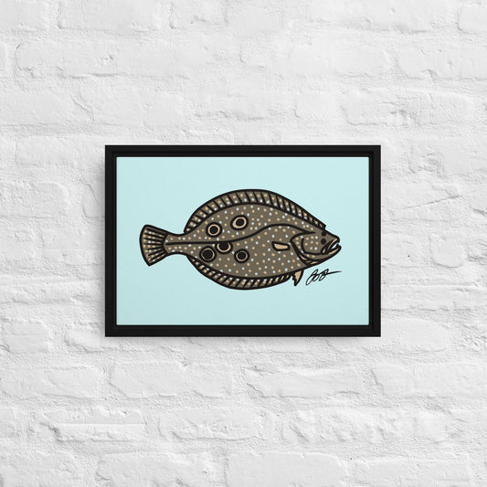 Flounder Wall Art: Framed Canvas Print