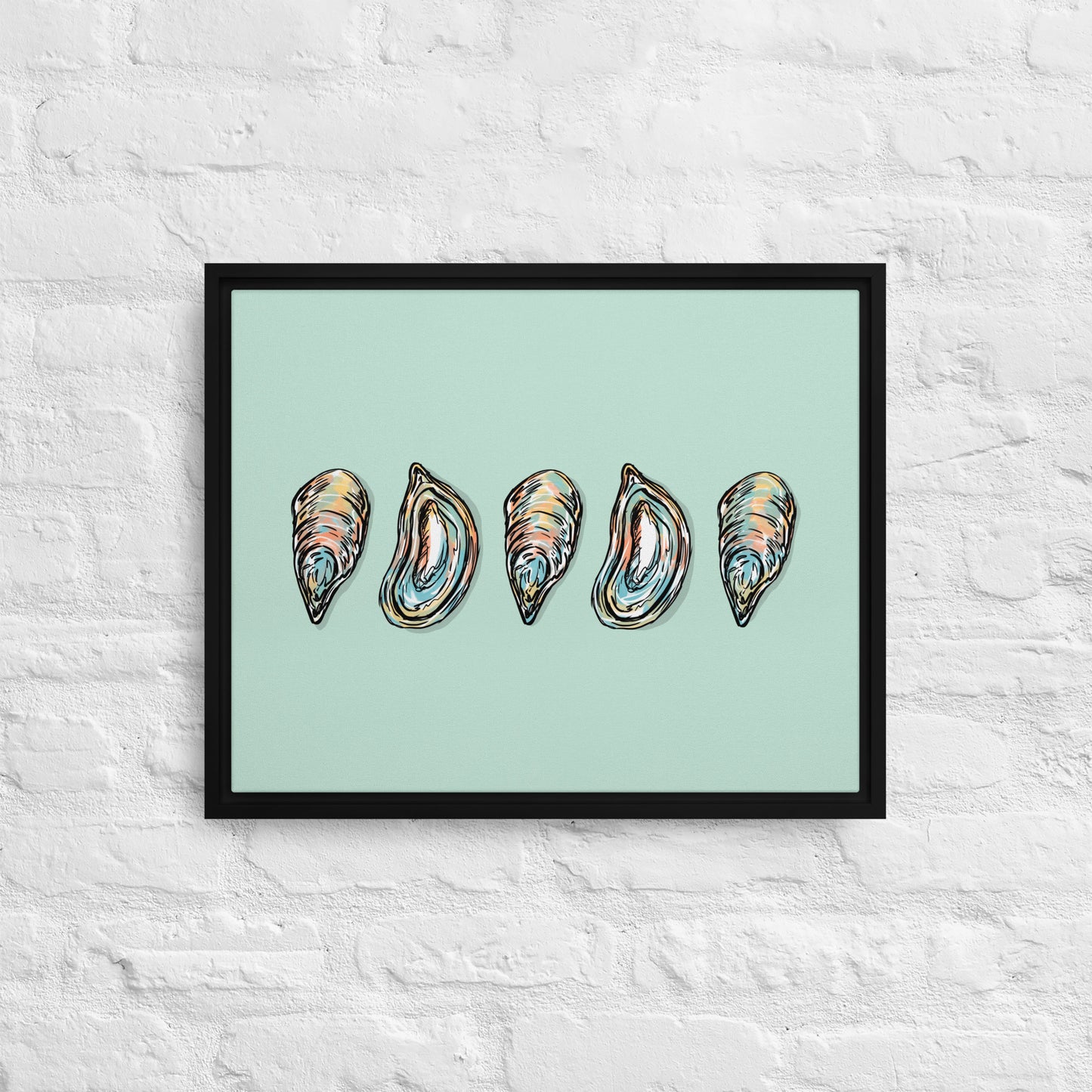 Oysters Framed Canvas Print