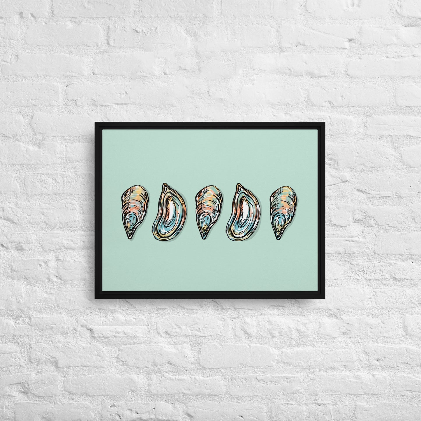 Oysters Framed Canvas Print