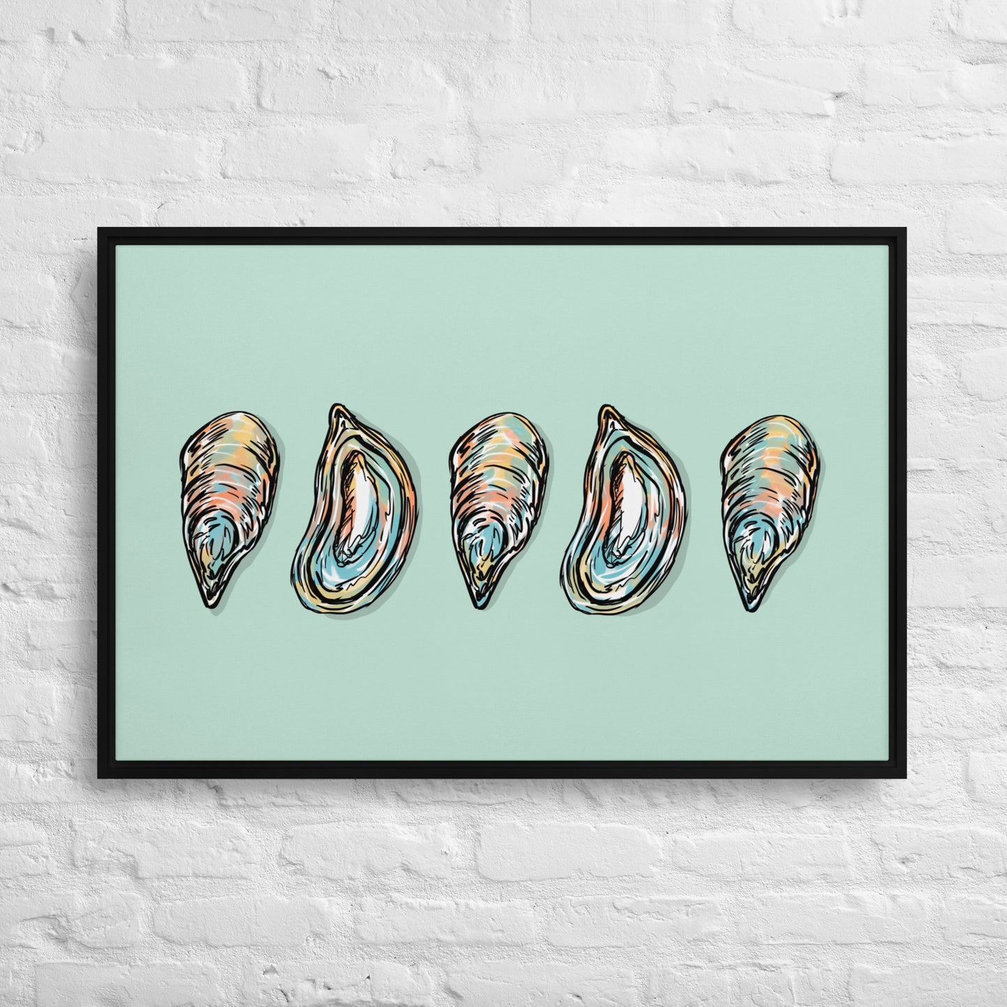 Oysters Framed Canvas Print