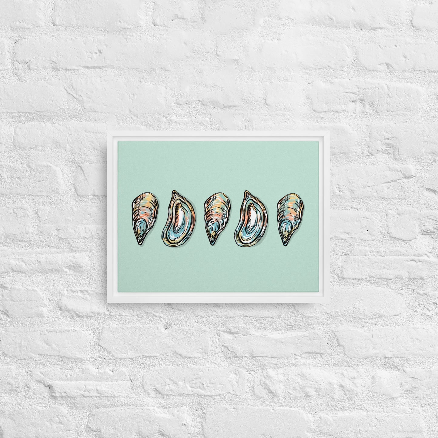 Oysters Framed Canvas Print