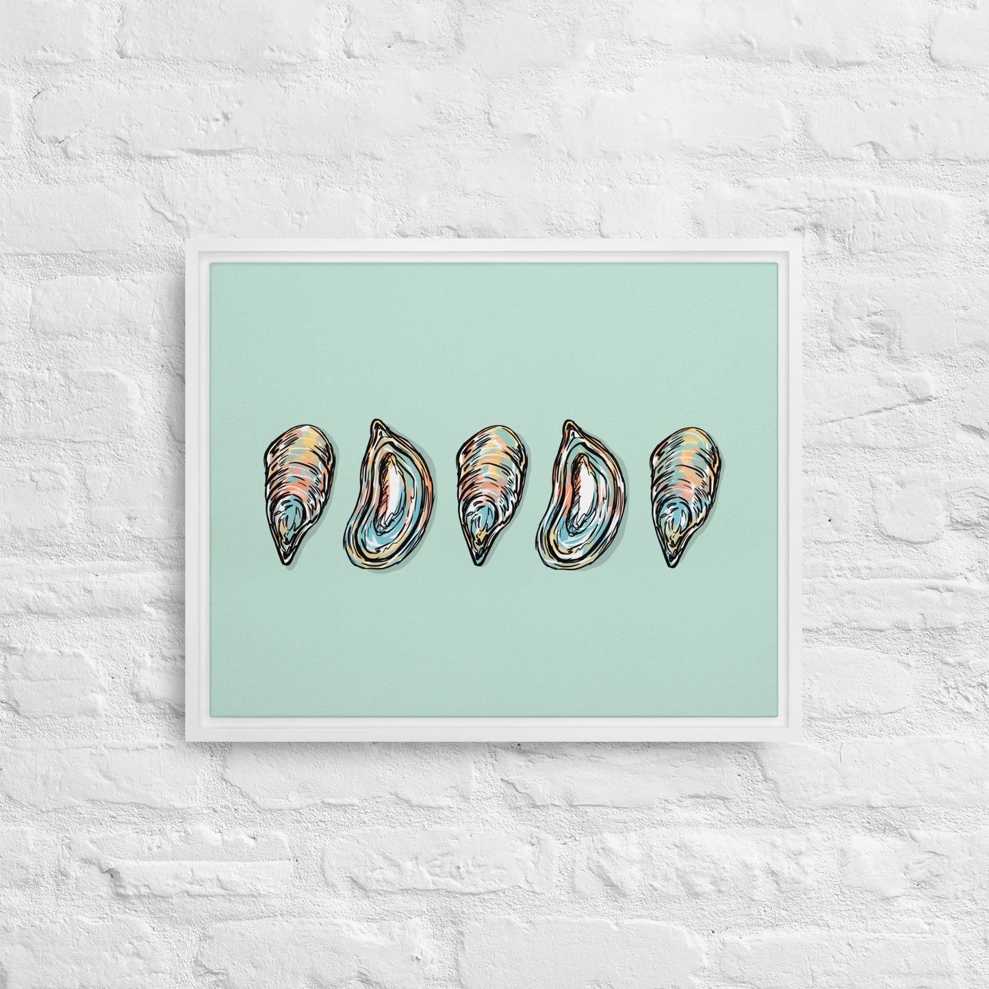 Oysters Framed Canvas Print