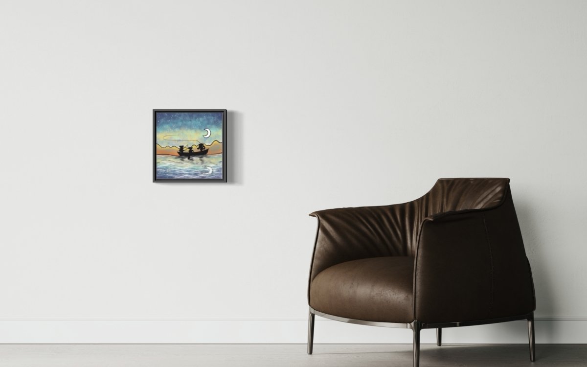 Drift Boat Bears Canvas Print - Jaybo Art
