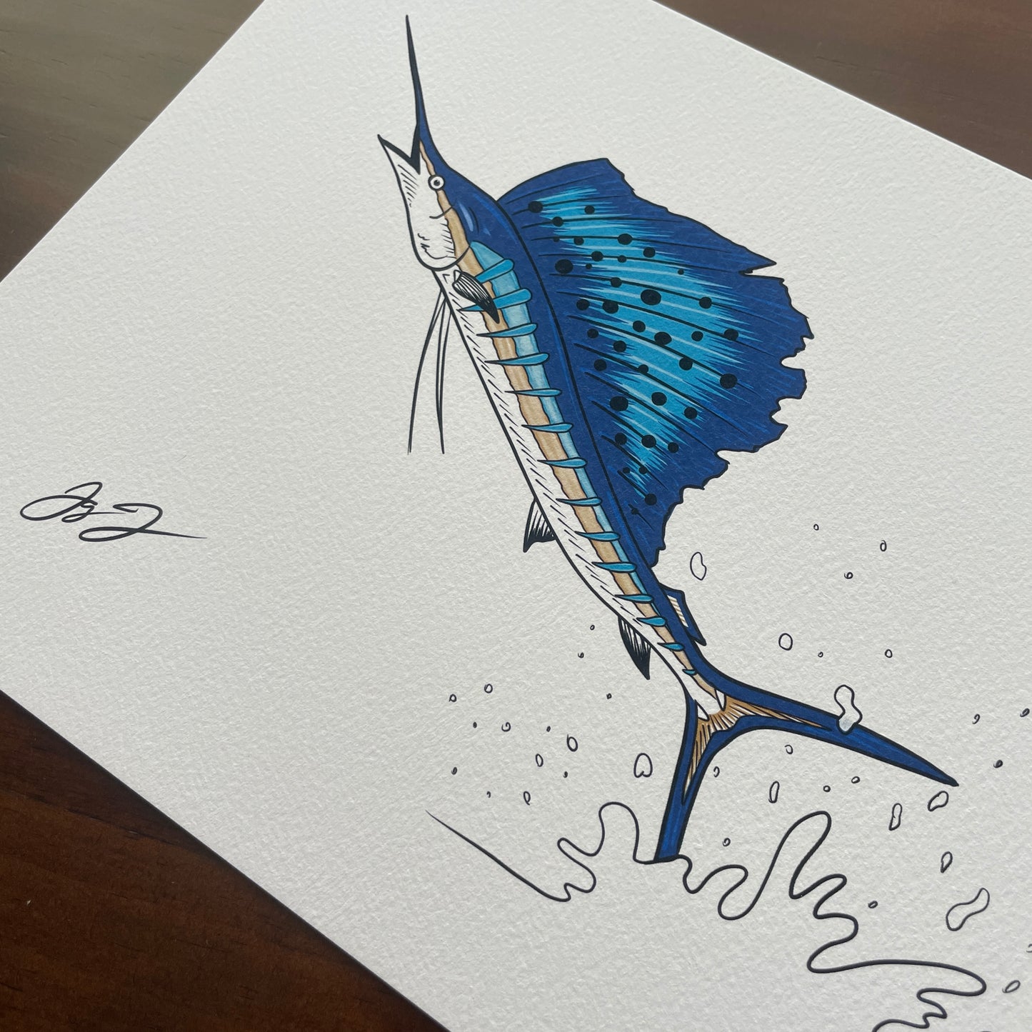 Open Edition: Simple Sailfish Jumping Print