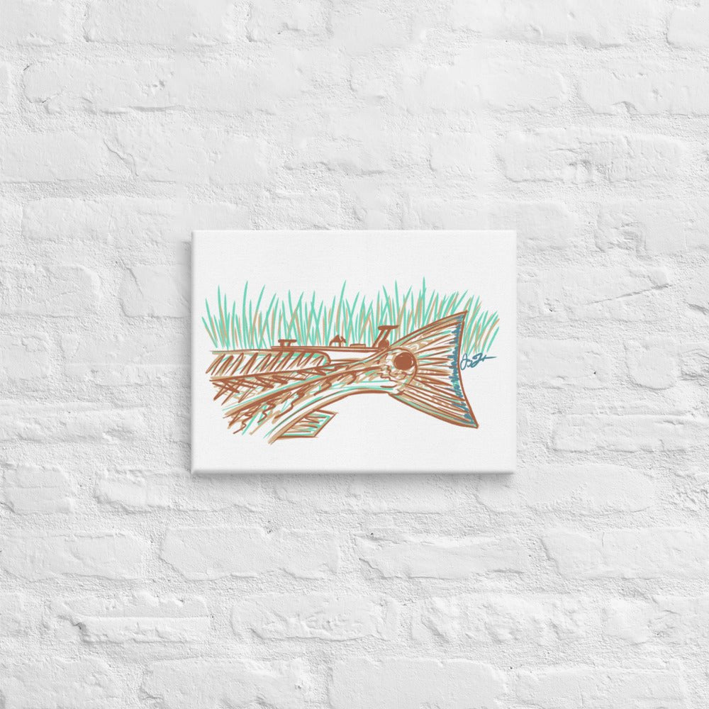Redfish and Skiff Canvas Print - Jaybo Art