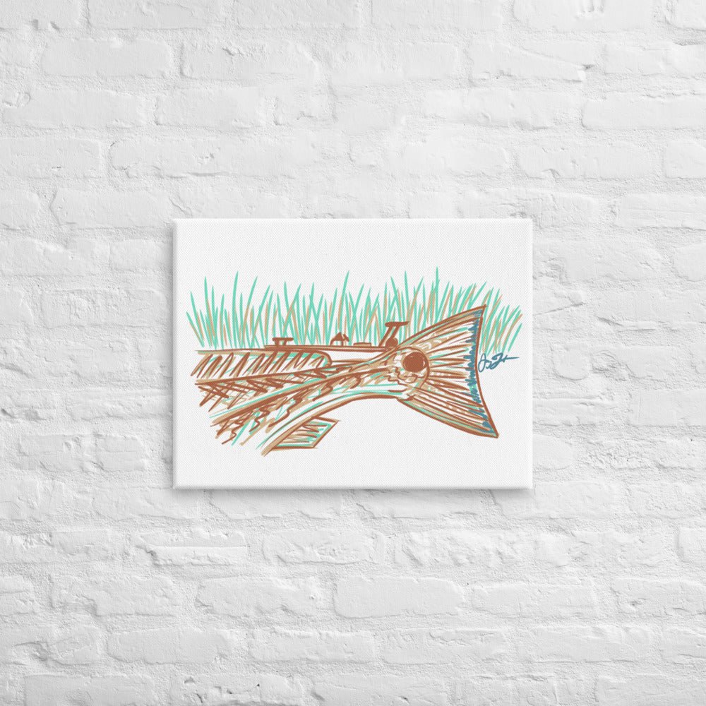 Redfish and Skiff Canvas Print - Jaybo Art