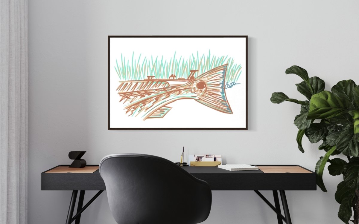 Redfish and Skiff Canvas Print - Jaybo Art