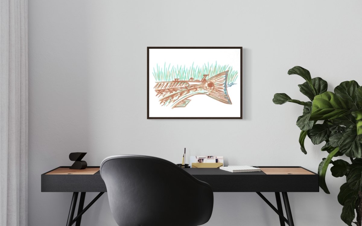 Redfish and Skiff Canvas Print - Jaybo Art