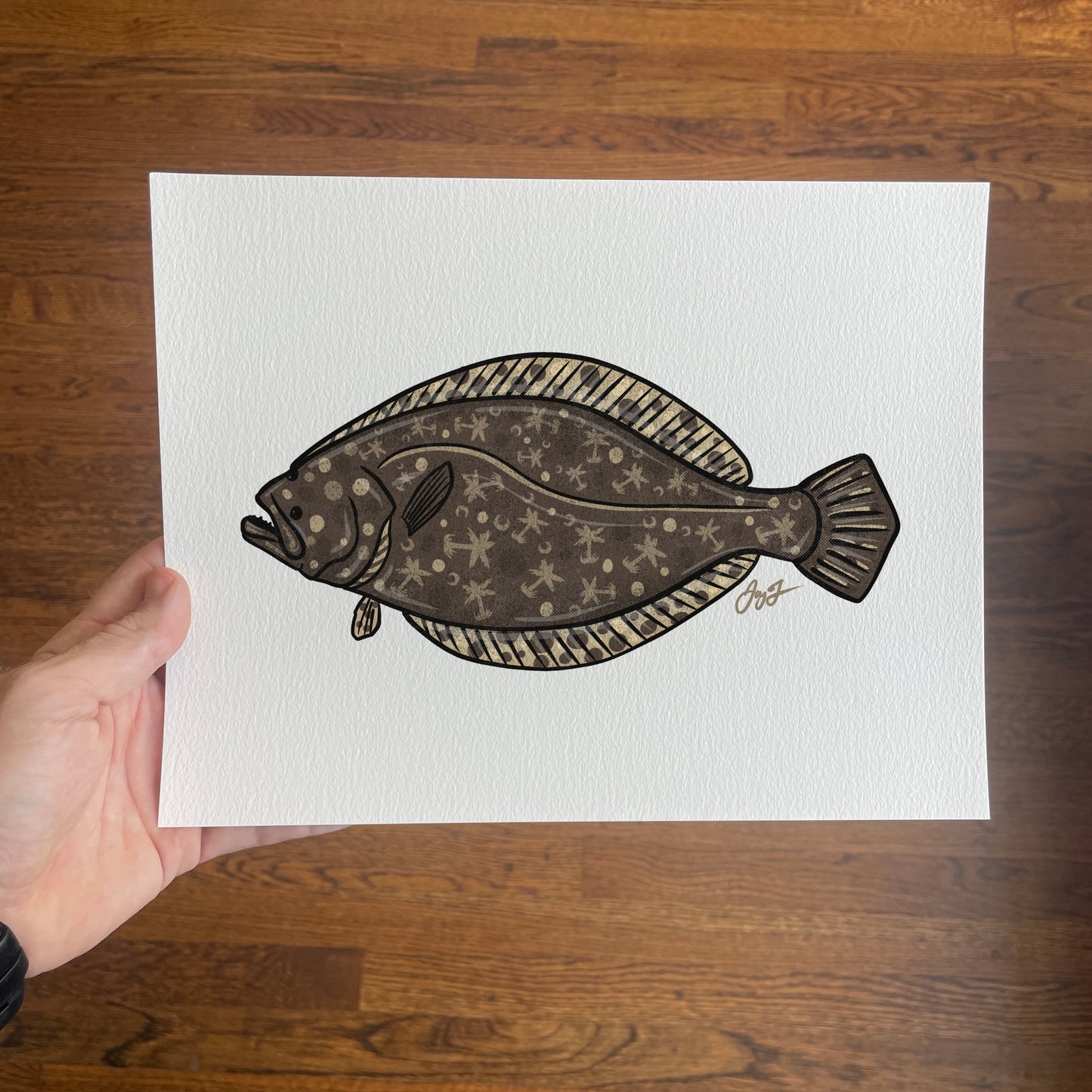 Open Edition: Palmetto Tree Flounder Print (frame not included)