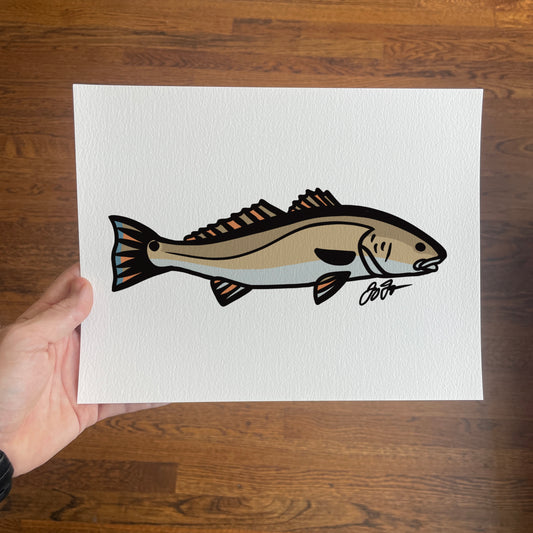 Open Edition: Simple Redfish Fish Art Print 8.5"x11"