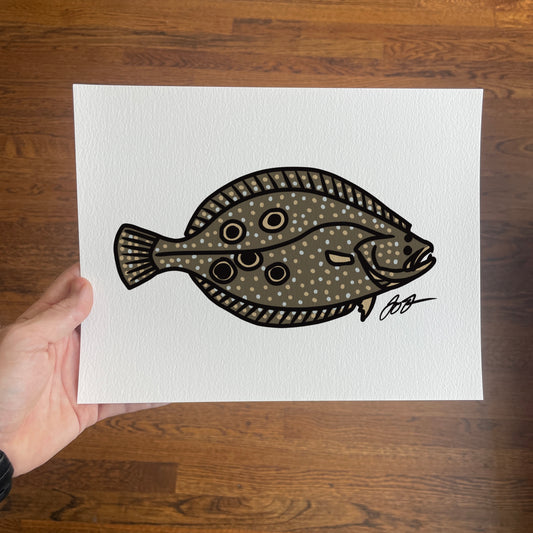 Open Edition: Simple Flounder Fish Art Print 8.5"x11"