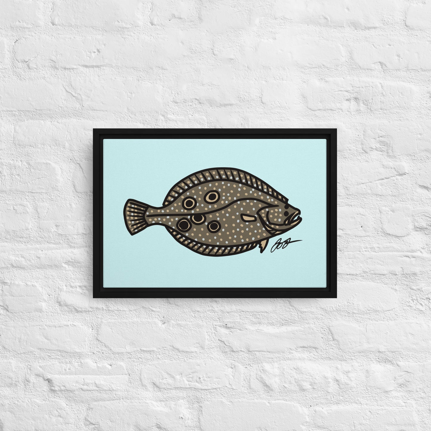 Flounder Wall Art: Framed Canvas Print