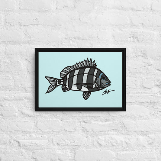 Sheepshead Wall Art: Framed Canvas Print