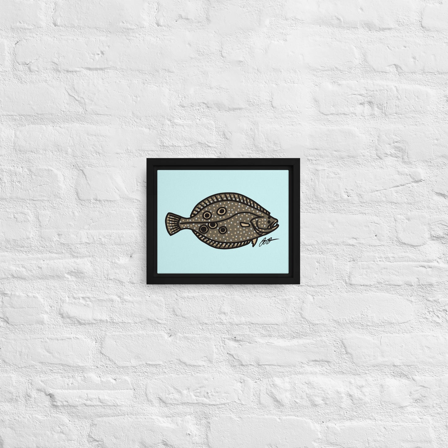 Flounder Wall Art: Framed Canvas Print