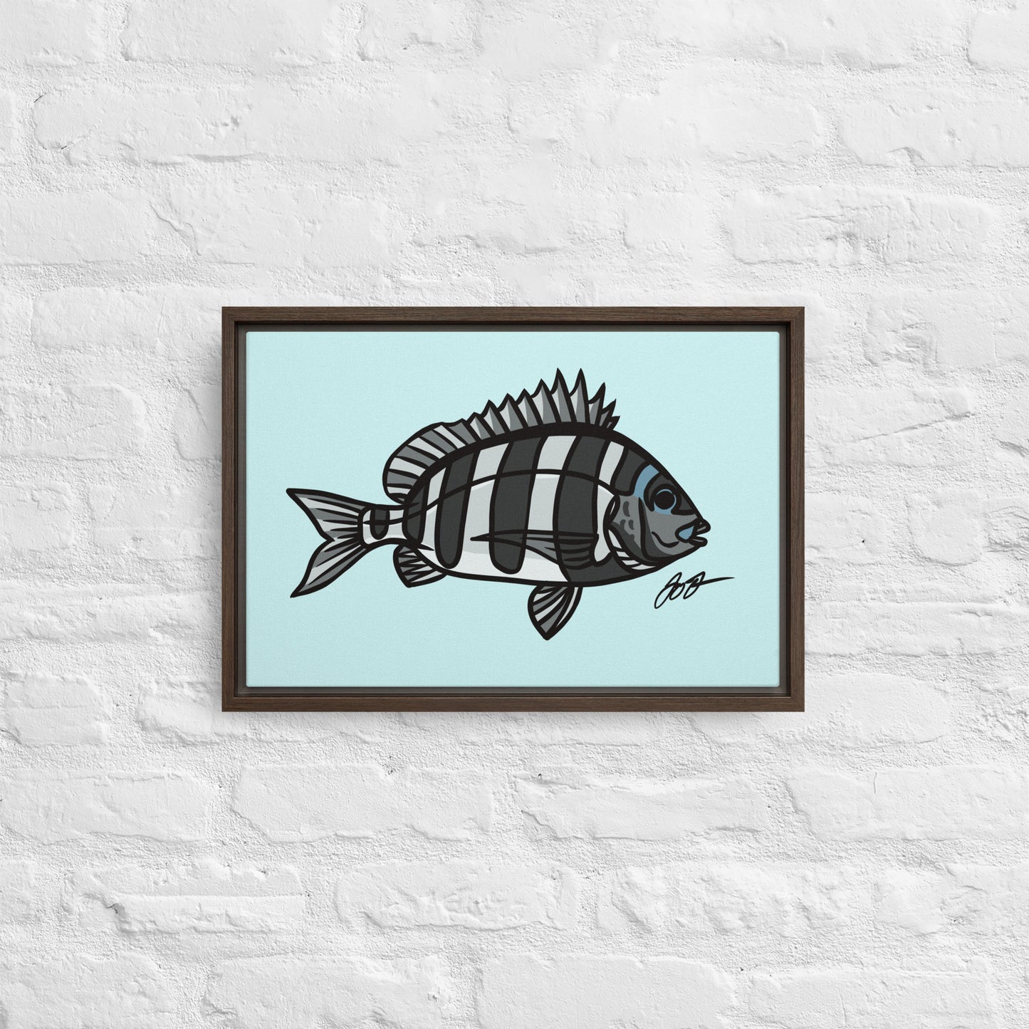 Sheepshead Wall Art: Framed Canvas Print