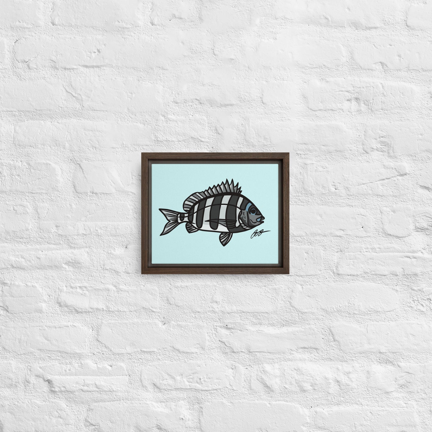 Sheepshead Wall Art: Framed Canvas Print