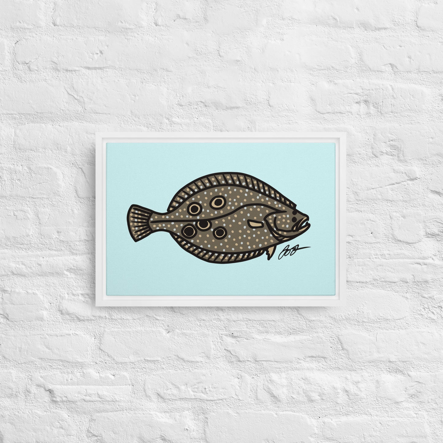 Flounder Wall Art: Framed Canvas Print