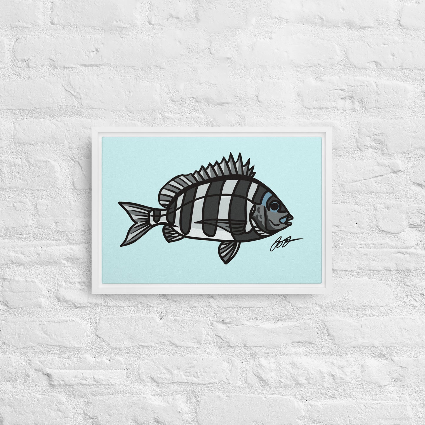 Sheepshead Wall Art: Framed Canvas Print