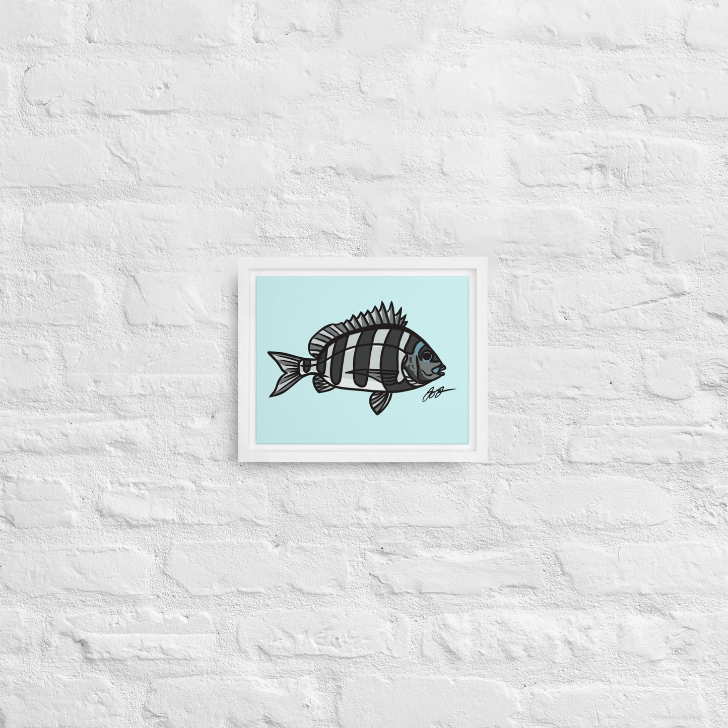 Sheepshead Wall Art: Framed Canvas Print