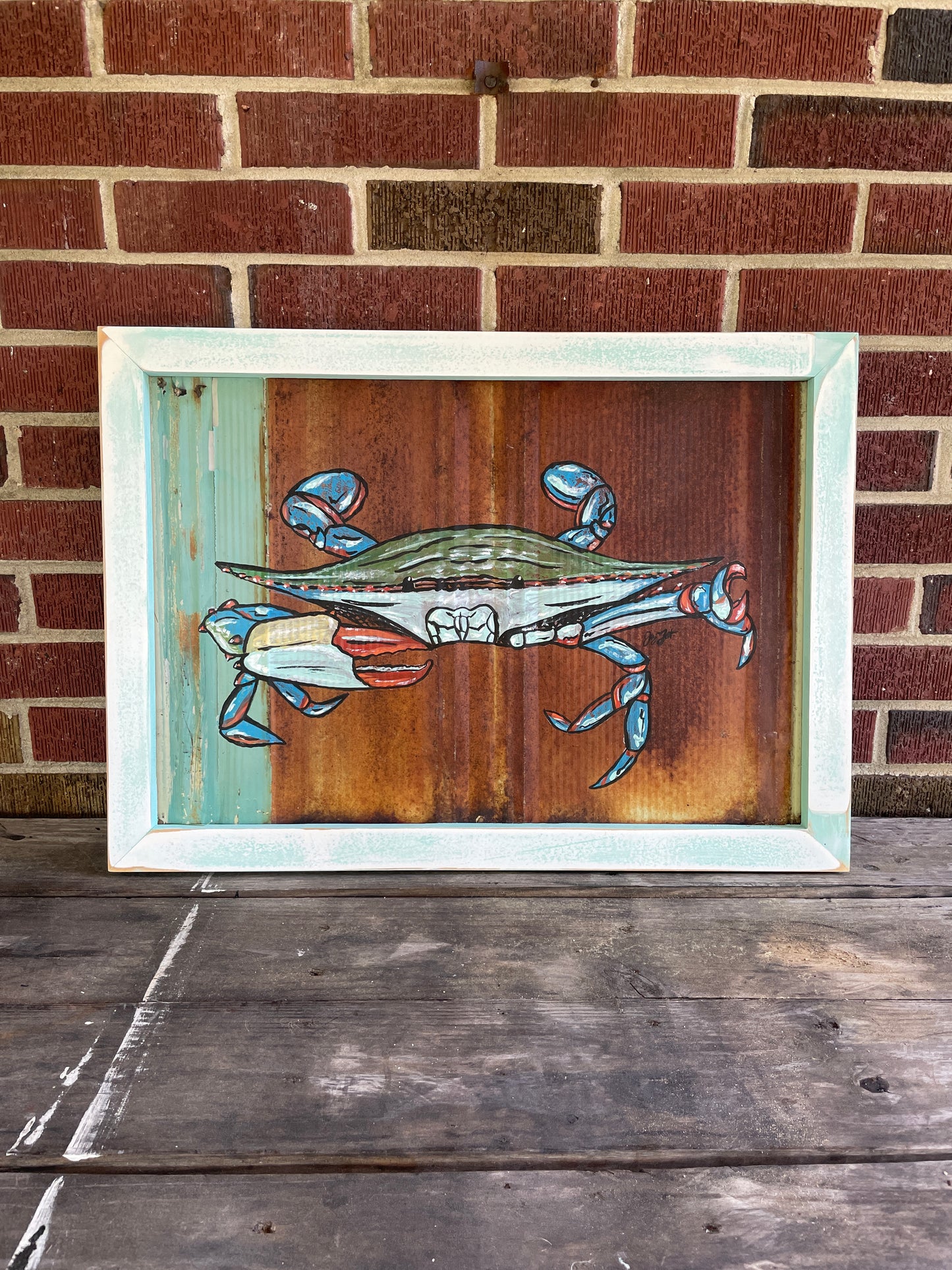 Original Angry Crab Painting on Rusty Metal