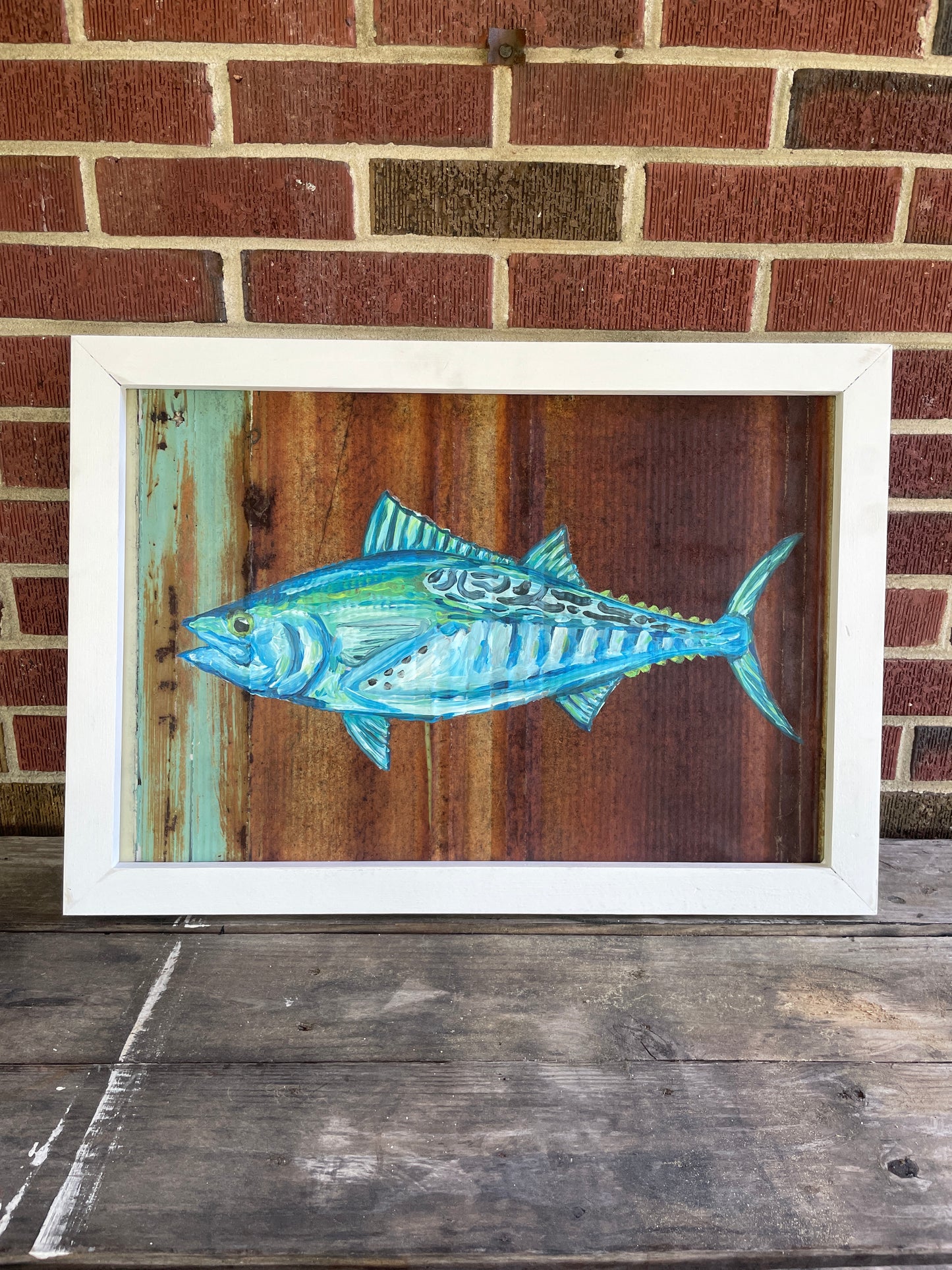 Original False Albacore Painting on Rusty Metal
