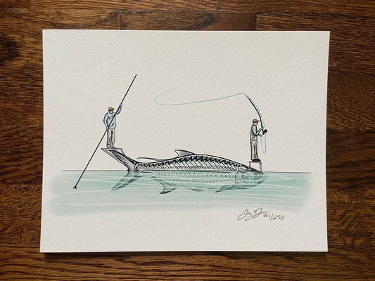 Dill and Dilbert Tarpon Skiff Print - Jaybo Art