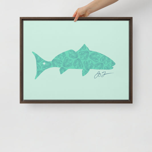 Oyster Redfish Framed Canvas Print