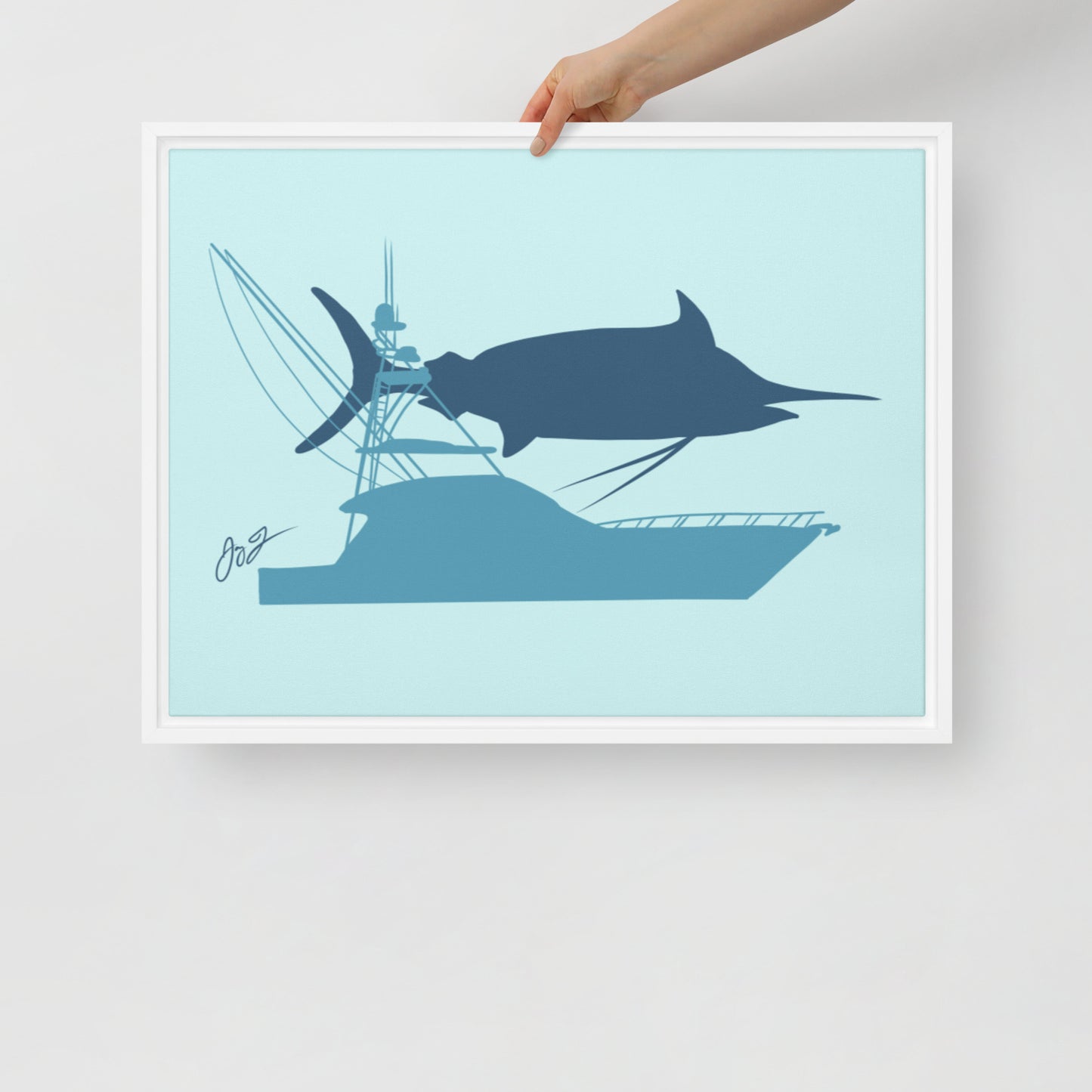 Marlin Sportfisher Framed Canvas Print