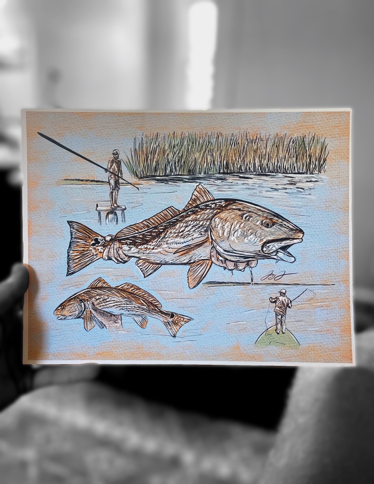 Open Edition: Fly Fishing for Redfish Art Print