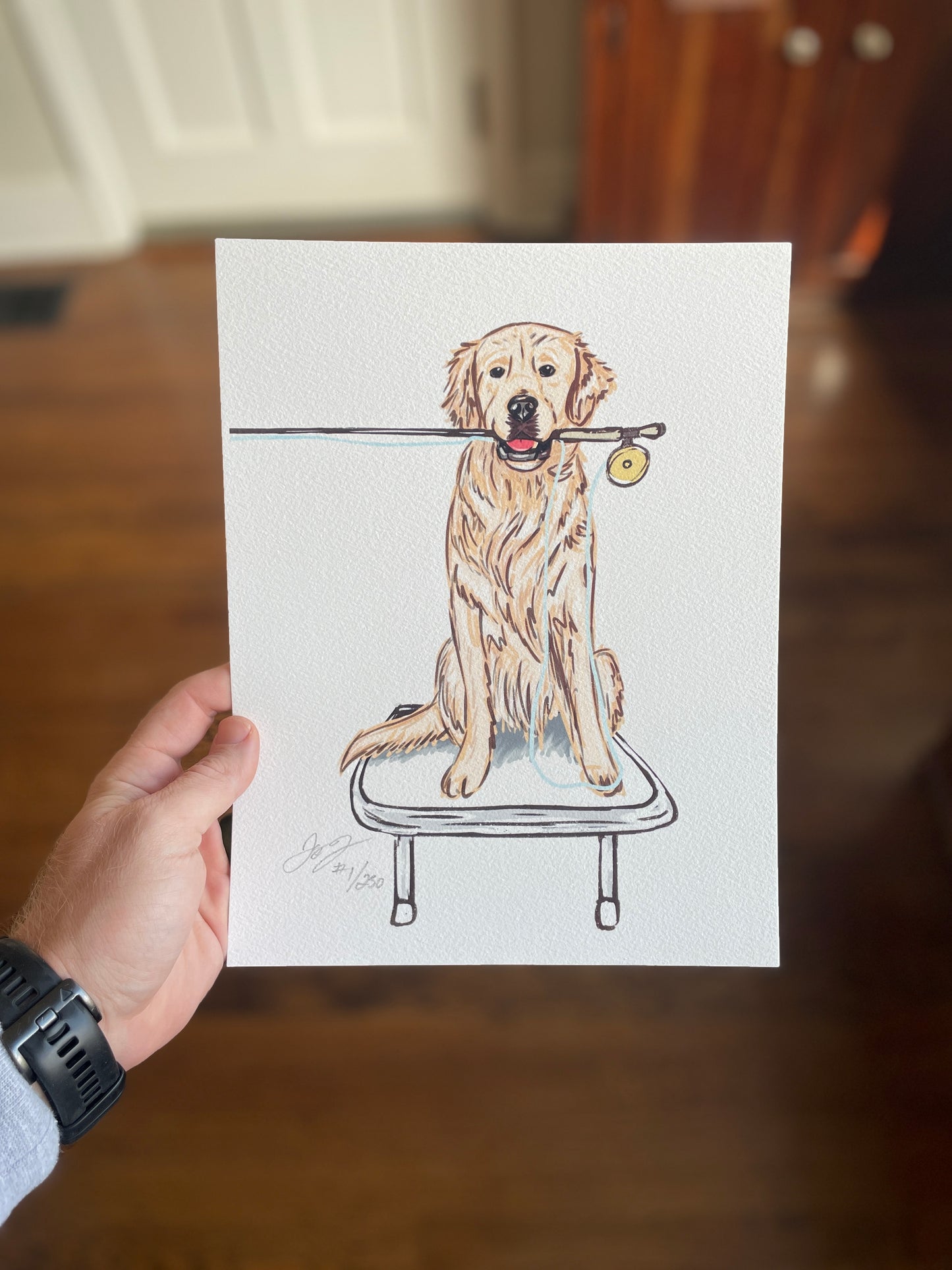 Golden Retriever Flats Fishing Print